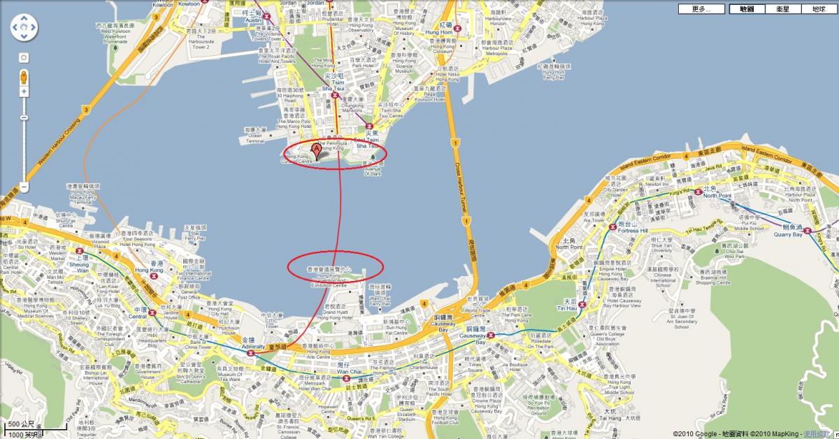 kartta victoria harbour-satamaan Hong Kong