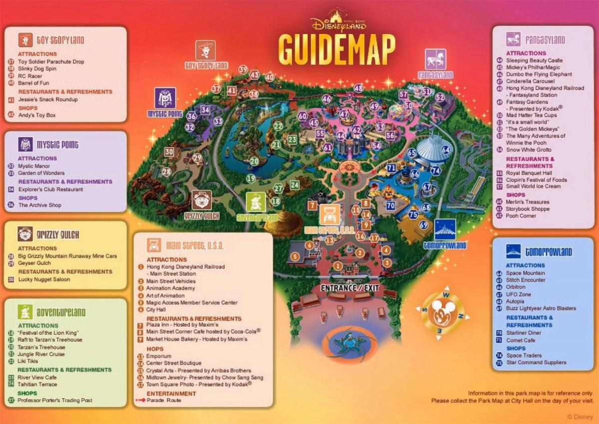 HK Disneyland kartta