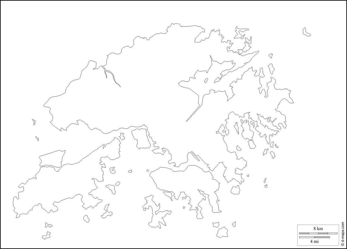 Hong Kong kartta ääriviivat