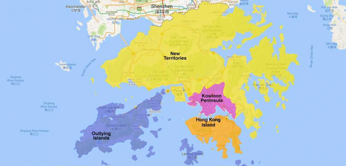 kartta Hongkongin alue