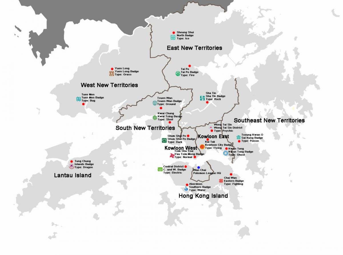 kartta Hong Kong piirit