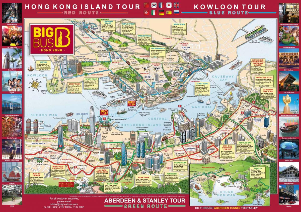 hop-on hop-off bussilla Hong Kong kartta