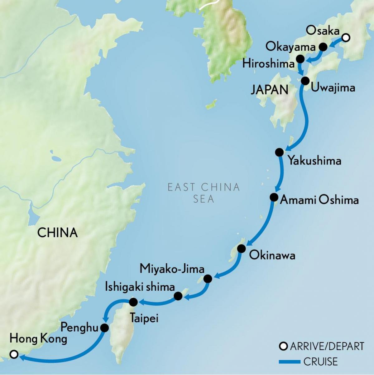 kartta Hong Kong ja japani