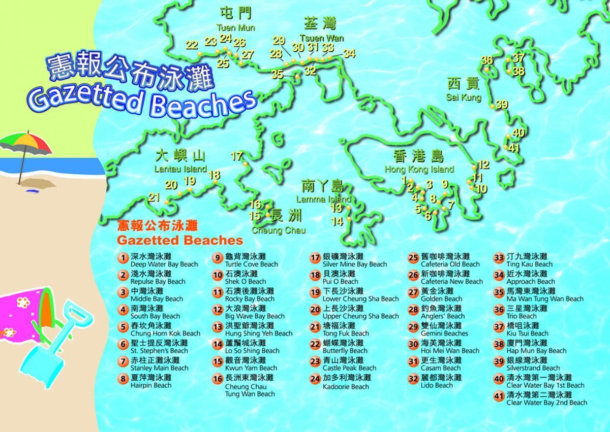 kartta Hongkongin rannat