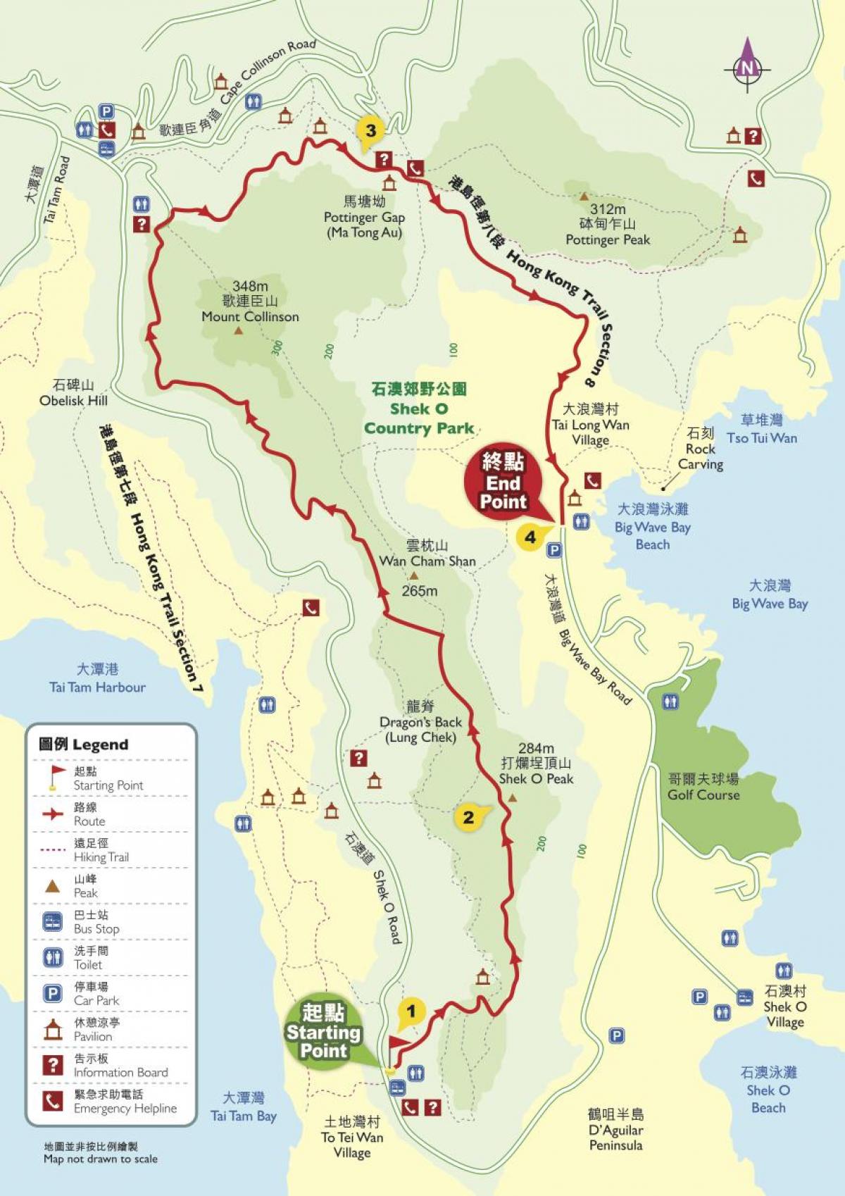 vaellus kartta Hong Kong