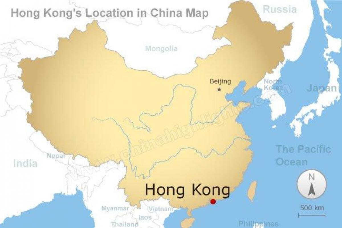 kartta-Kiinassa ja Hong Kong