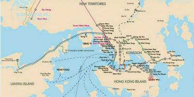 Hong Kong ferry reittejä kartta